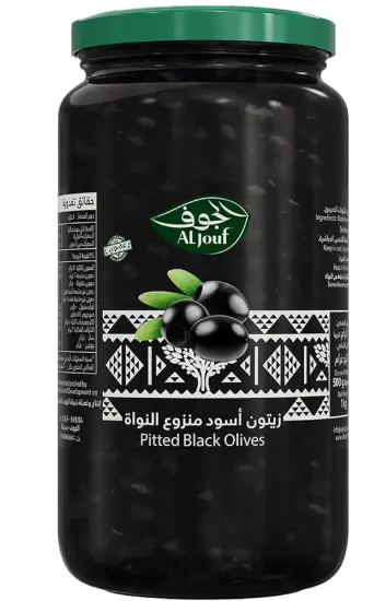 زيتون أسود عضوي منزوع النوى من الجوف 6 * 1 كجم (مصفى 500 جم)