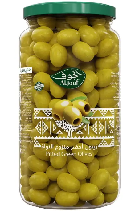 Organic Green Olive Pitted Al Jouf 6*1Kg (Drained 500gm)